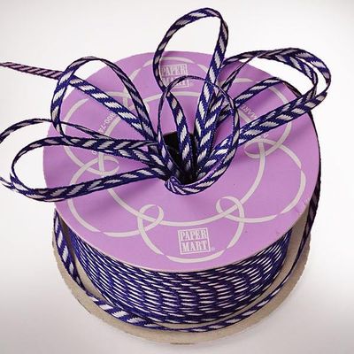 1/8" X 50 Yards Navy White Slope Ribbon