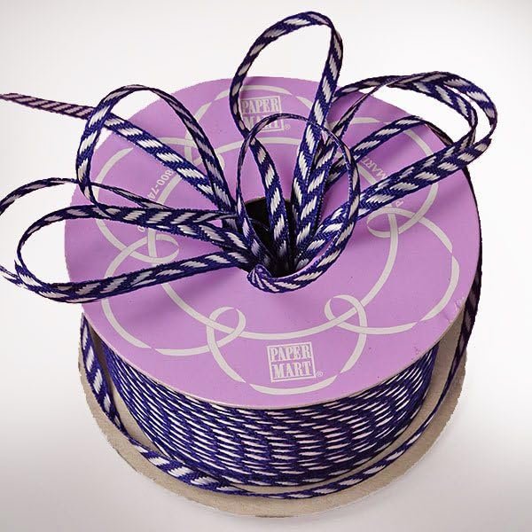 1/8" X 50 Yards Navy White Slope Ribbon