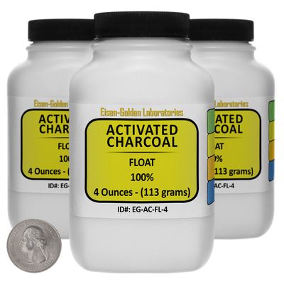 Activated Charcoal [C] 100% ACS Grade Float Powder 12 Oz in Three Space-Saver Bottles