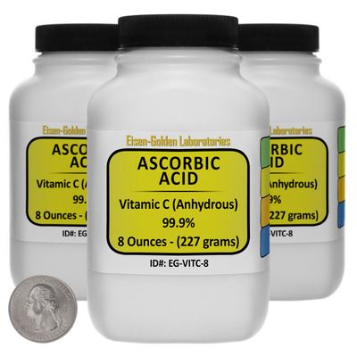 Ascorbic Acid [C6H8O6] 99.9% ACS Grade Powder 1.5 Lb in Three Space-Saver Bottles