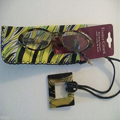 2 Pairs Foster Grant Women Plastic Reading Glasses with Loop and case +1.50