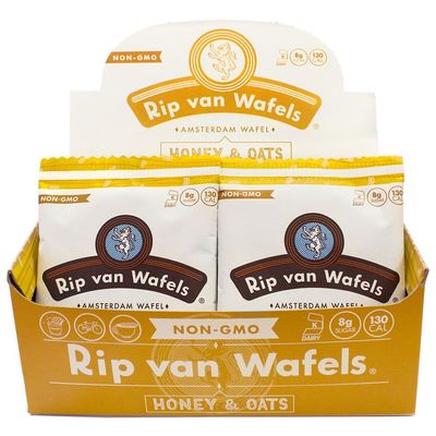Rip Van Wafels Snack Wafels, Honey and Oats, 1.2oz, 16 Count
