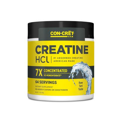 CON-CRET Creatine HCl Powder | Muscle, Cognitive, Cellular Energy Support | No Bloating or Cramps | USA Made & NSF Certified | Unflavored (64 Serving)