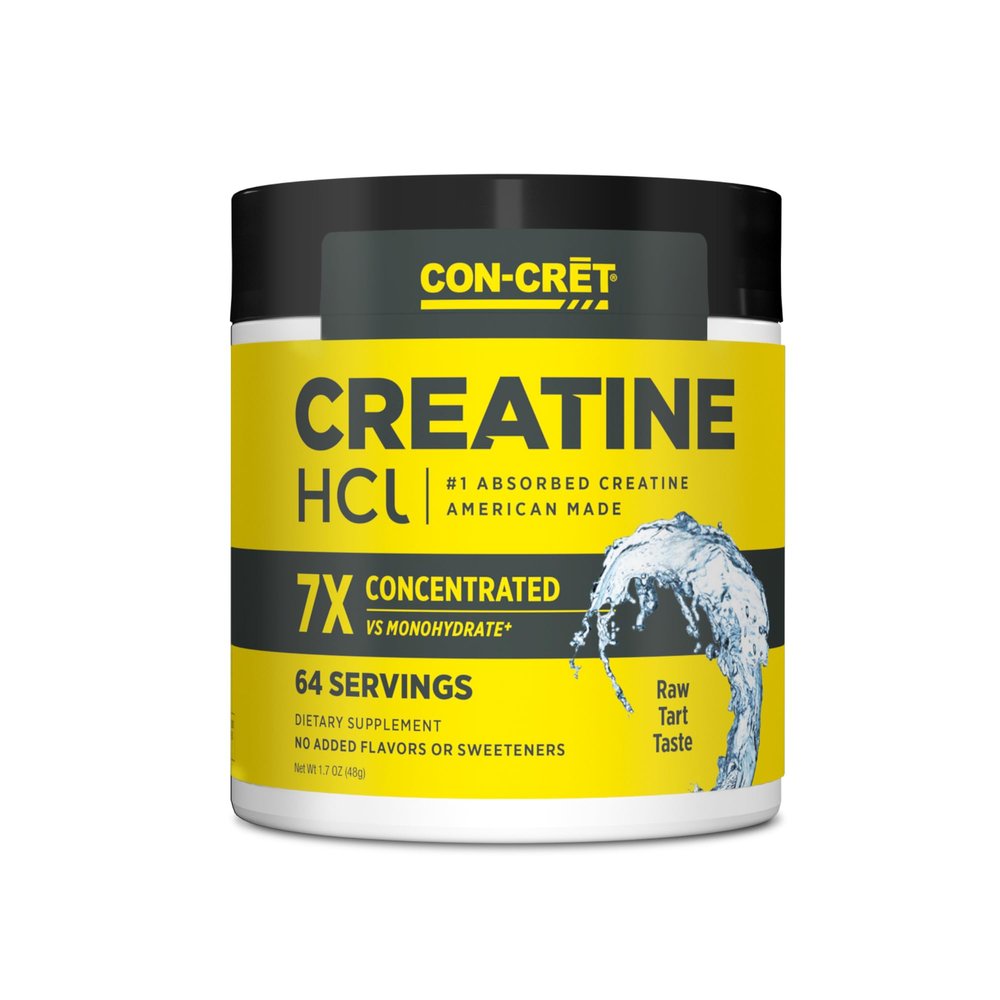 CON-CRET Creatine HCl Powder | Muscle, Cognitive, Cellular Energy Support | No Bloating or Cramps | USA Made & NSF Certified | Unflavored (64 Serving)
