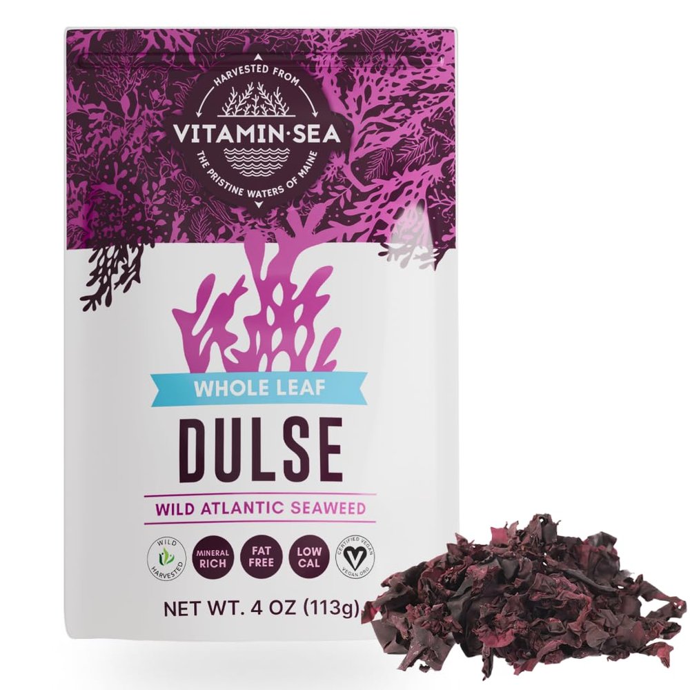 VITAMINSEA Dulse Dried Seaweed | Wild North Atlantic Seaweed for Snacking, Seasoning, Soups & Salads | Rich in Vitamins, Minerals & Antioxidants Perfect for Thyroid Support | Whole Leaf (4 OZ)
