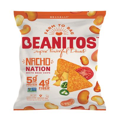 Beanitos White Bean Chips - Nacho Nation - 6 oz Bag - White Bean Tortilla Chips - Vegetarian Snack with Good Source of Plant Protein and Fiber