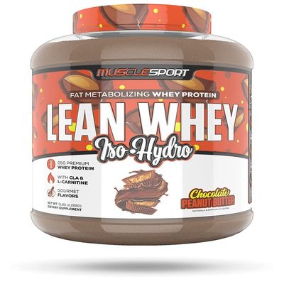 Musclesport Lean Whey Revolution Protein Powder - Whey Protein Isolate - Low Calorie, Low Carb, Low Fat, Incredible Flavors - 25g Protein per Scoop - 5lb Chocolate Peanut Butter