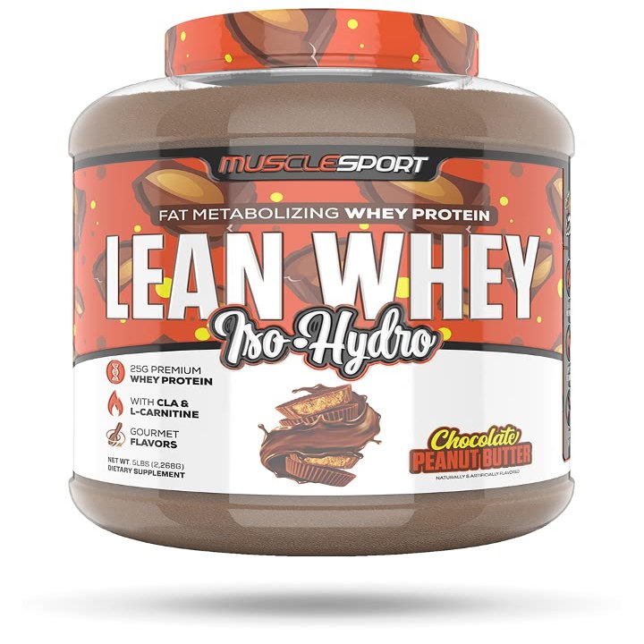 Musclesport Lean Whey Revolution Protein Powder - Whey Protein Isolate - Low Calorie, Low Carb, Low Fat, Incredible Flavors - 25g Protein per Scoop - 5lb Chocolate Peanut Butter