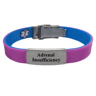 "ADRENAL INSUFFICIENCY" Sport/Slim Reversible Medical Alert ID Bracelet for Men and Women