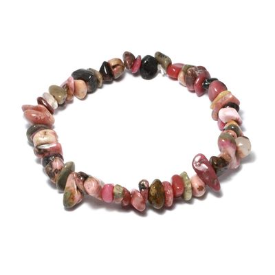 CrystalAge Rhodonite Gemstone Chip Bracelet