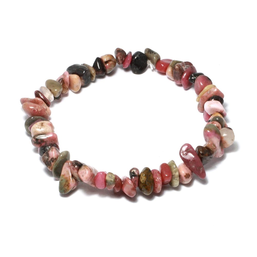 CrystalAge Rhodonite Gemstone Chip Bracelet
