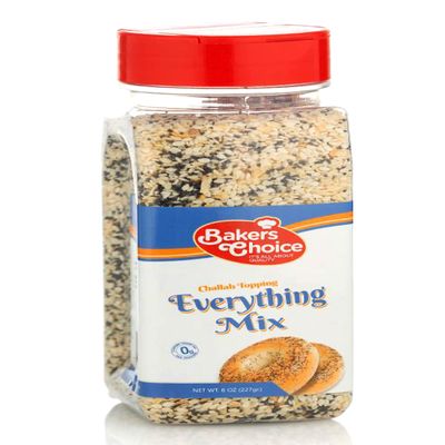 Bakers Choice Everything Mix Challah Topping - Sesame Seed Bagel Topping Mix - Natural Food Seasoning - Resealable Container - Kosher - 8 oz.