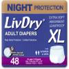 LivDry Adult XL Incontinence Underwear, Overnight Comfort Absorbency, Leak Protection, X-Large, 48-Pack view 1