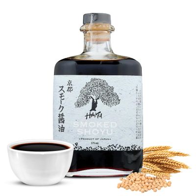 HAKU Smoked Shoyu Soy Sauce (375 ml) - Authentic Japanese Artisanal Umami Seasoning Sauce with Unique Smoky Flavor - Traditional Gourmet Dip Sauce & Marinade for Sushi, Meat & Asian Cuisines