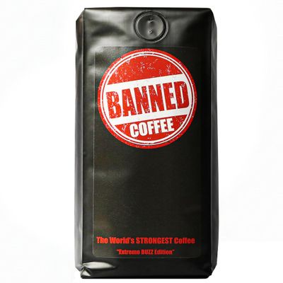 Banned Coffee Whole Bean - Worlds Strongest High Caffeine Coffee That Shouldnt Be Allowed  Bold Medium -Dark Roast Arabica & Robusta Blend - Extreme Energy & Smooth Flavor - Fresh Roasted in the USA - 16oz (1 LB) Bag