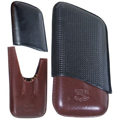 2 CIGARS CUBAN CRAFTERS CUBA LEATHER CIGAR HOLDER CASE BLACK BURGUNDY