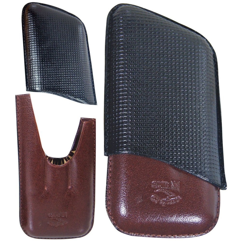 2 CIGARS CUBAN CRAFTERS CUBA LEATHER CIGAR HOLDER CASE BLACK BURGUNDY