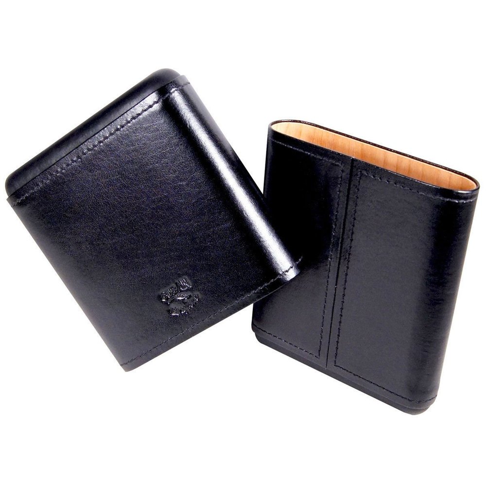 NEW 5 CIGARS CUBAN CRAFTERS CAPRIANO HARD TOP BLACK LEATHER CIGAR HOLDER CASE