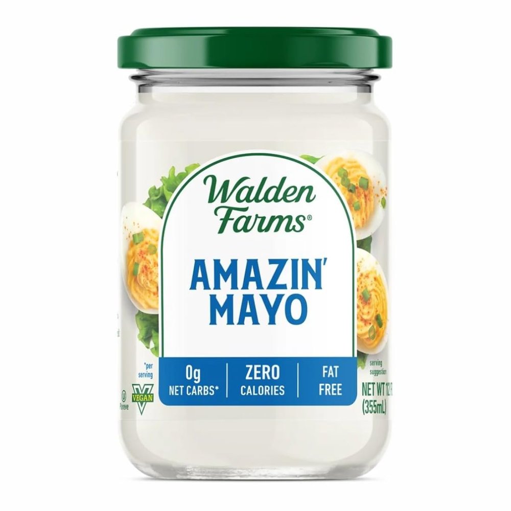 Walden Farms Amazin Mayo  Zero Calorie, Sugar Free, Keto & Fat Free Vegan Mayonnaise Alternative for Sandwiches, Salads & Spreads  6-Pack, 12 oz Jars