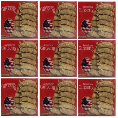 9 Boxes of Hand-Selected A Grade American Ginseng Large Medium-Short Size (4 Oz. Box)