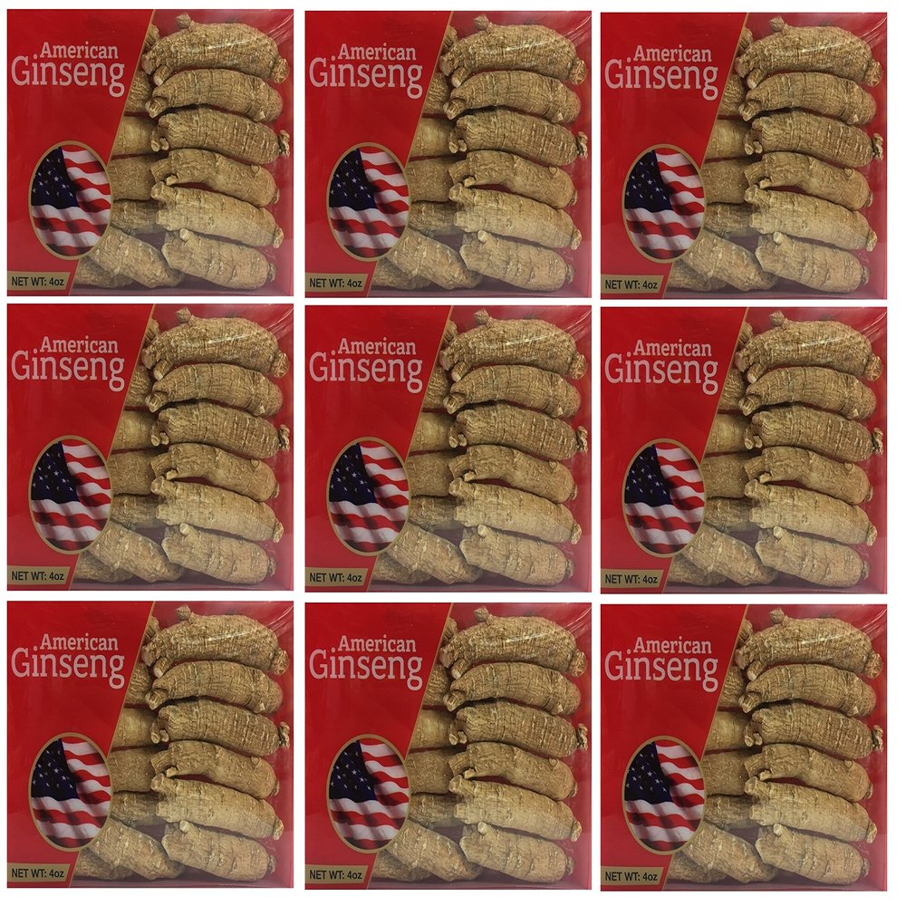 9 Boxes of Hand-Selected A Grade American Ginseng Large Medium-Short Size (4 Oz. Box)