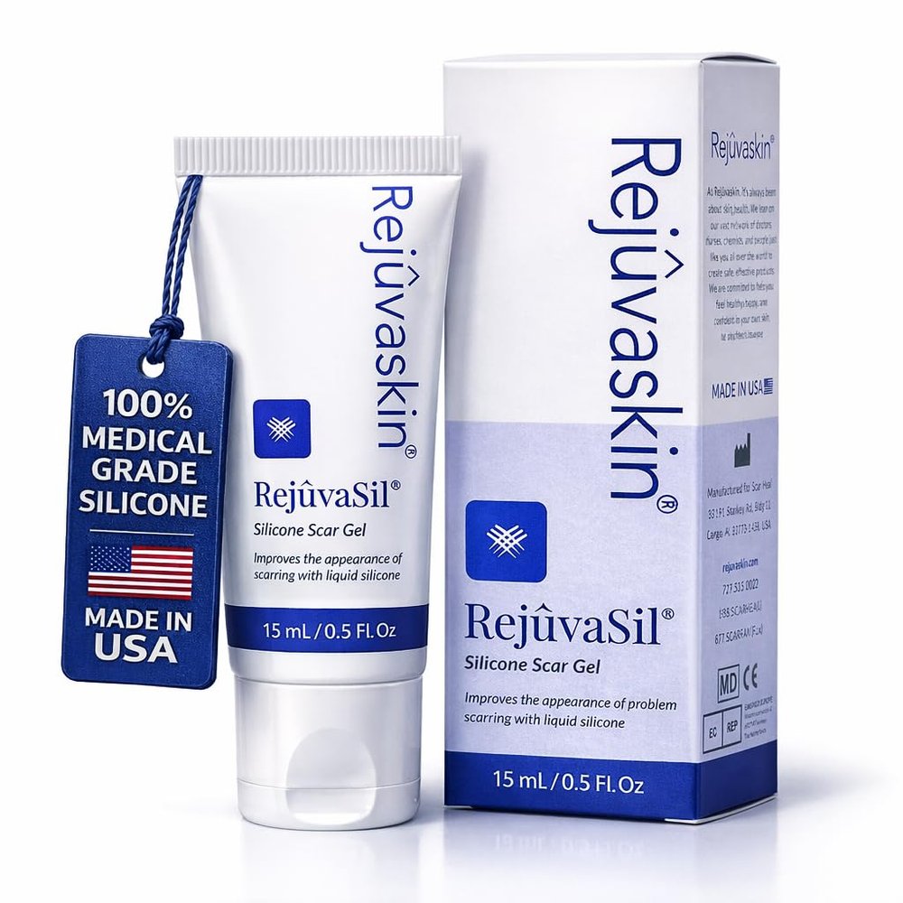 Rejuvaskin RejuvaSil Silicone Scar Gel, Scar Treatment for Surgical Scars, Burns, Keloids, Acne Scars on Face & Body, 15ml