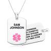 Divoti Custom Engraved Stainless Steel Medical Alert ID Necklace | Personalized Lobster Clasp with Ball chain | Stylish, Durable & Heavy Duty Construction | Comfortable Fit for Daily Wear  24/Pink view 1