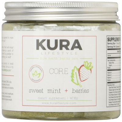 Kura Lifestyle Core Powder, Sweet Mint and Berries, 5.2 Ounce