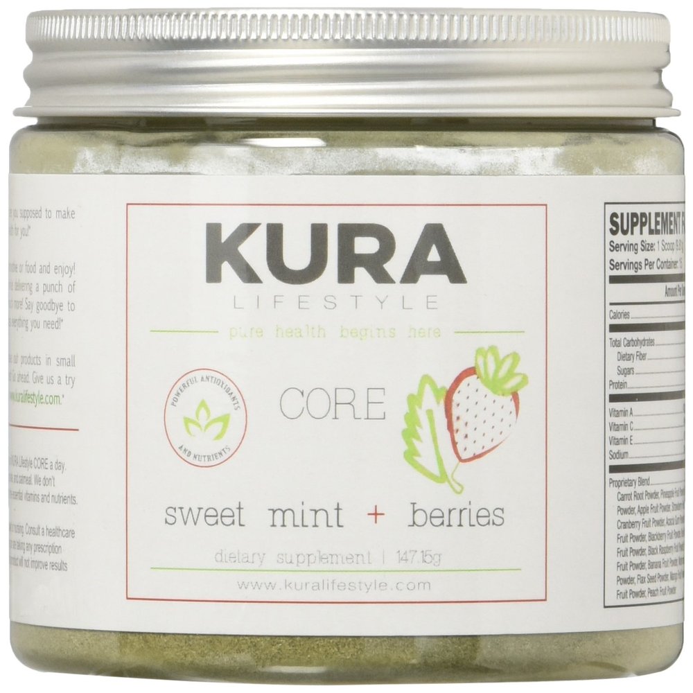 Kura Lifestyle Core Powder, Sweet Mint and Berries, 5.2 Ounce