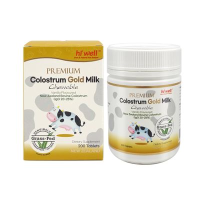 Hi Well Premium Grass-Fed Colostrum Gold Milk 200Tablets