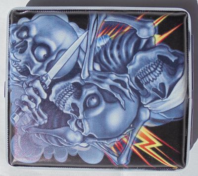 Metal Case Couple Skull Design - Book Open Style - 100s Size - H16 Y
