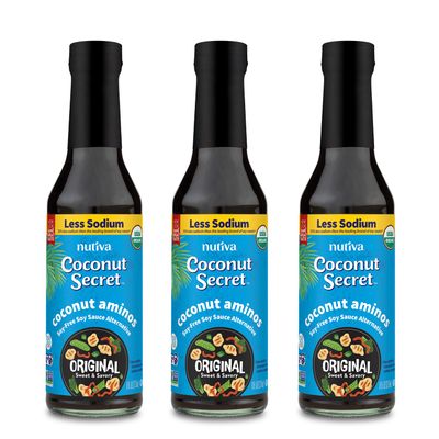 Coconut Secret Organic Liquid Coconut Aminos - Low Sodium Soy Sauce Alternative for Cooking, Dipping, and Marinating - Perfect for Vegan, Keto, and Paleo Diet - 8Oz, 3 Pack