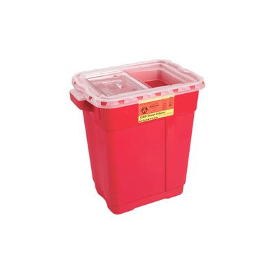 BD Medical Systems 305665 Sharps Collector, Clear Hinged Top, Gasketed, X-Large, 17 gals Capacity, Red (Pack of 5)