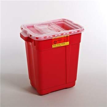 BD Medical Systems 305602 Sharps Collector, Clear Slide Top, Gasketed, X-Large, 9 gals Capacity, Red (Pack of 8)