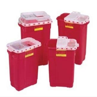 BD Medical 305666 Sharps Collector, Clear Slide Top, Gasketed, X-Large, 19 gals Capacity, Red, Pack of 5