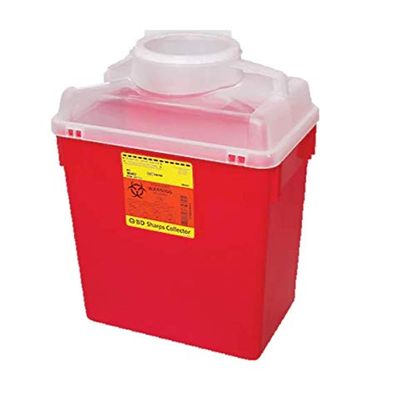BD Medical Systems 305457 Multi-Use Nestable Sharps Collector, Solid Cap Closure, 6 gal Capacity, 17.5" x 12.5" x 8.5" Size (Pack of 12)