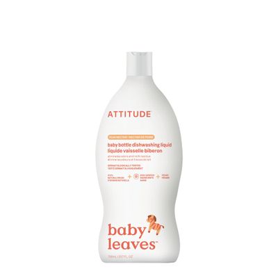 ATTITUDE Baby Bottle & Dish Soap, EWG Verified Bottle Cleaner, Dye Free, Removes Milk Residue & Grease, Vegan, Pear Nectar, 23.7 Fl Oz