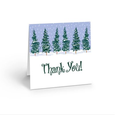 Stonehouse Collection Winter Trees Thank You Note Card Set - 10 Boxed Note Cards - Holiday Note Cards