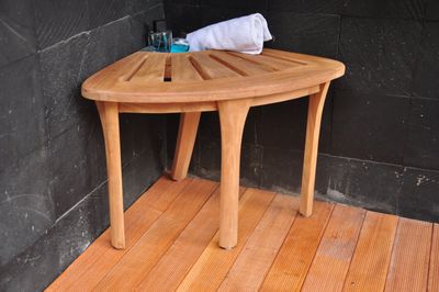 19" Grade-A Teak Corner Seat Shower Bench/Stool with Basket #WHAXCS