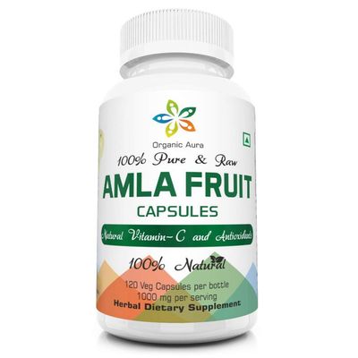 AMLA Capsules. 1000mg per Serving, 120 Veg Capsules. Raw Green Whole Superfood. All Natural, Fresh and Original. No GMO and Gluten Free.