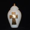 White Urn with Gold Cross - Cremation Urn for Ashes - Hand Made Pottery view 3