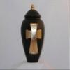 Black Urn with Gold Cross - Cremation Urn for Ashes - Hand Made Pottery view 2