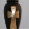 Black Urn with Gold Cross - Cremation Urn for Ashes - Hand Made Pottery view 3