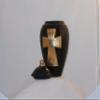 Black Urn with Gold Cross - Cremation Urn for Ashes - Hand Made Pottery view 4