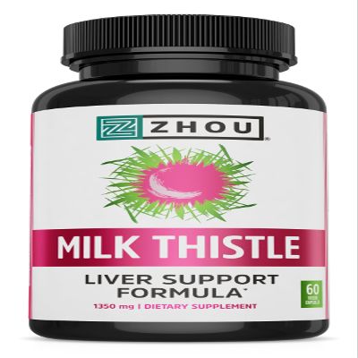Zhou Milk Thistle - Liver Health Supplement, Silymarin Milk Thistle Extract & Powder for Men & Women, Herbal Cleanse Support, Metabolic Health - 60 Vegetarian Capsules