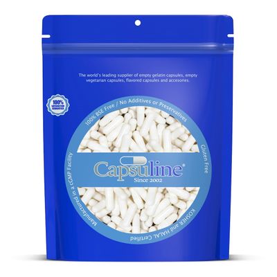 Capsuline Colored Size 0 Empty Vegan Capsules - 5000 Count - Empty Veggie Pill Capsules - DIY Vegetable Capsule Filling - Empty Caps - Kosher and Halal Certified - Non-GMO Certified (White)
