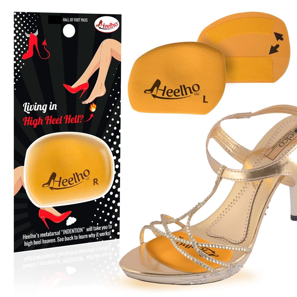 Heelho Metatarsal Pads for High Heels - Relieve Pain with Adhesive Shoe Inserts, Ball of Foot Cushions (2 Pads)
