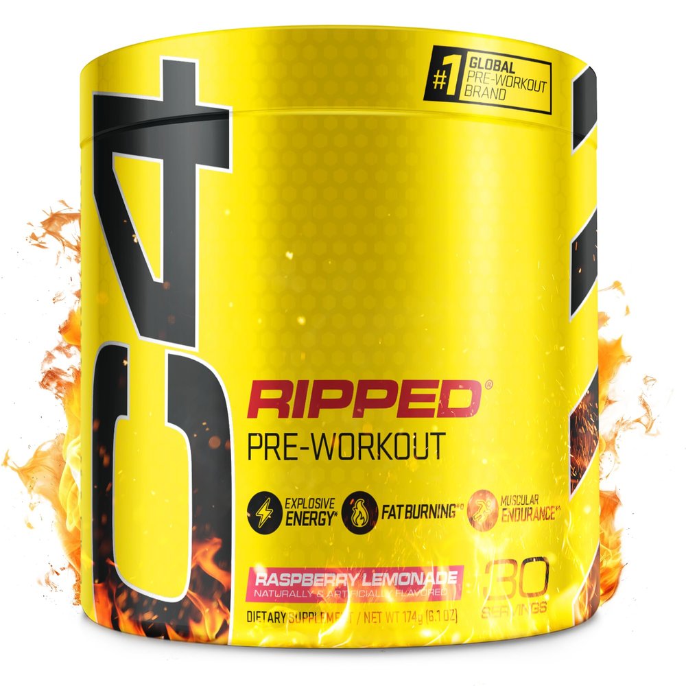 Cellucor C4 Ripped Pre Workout Powder Raspberry Lemonade | Creatine Free + Sugar Free Preworkout Energy Supplement for Men & Women | 150mg Caffeine + Beta Alanine| 30 Servings (Packaging May Vary)