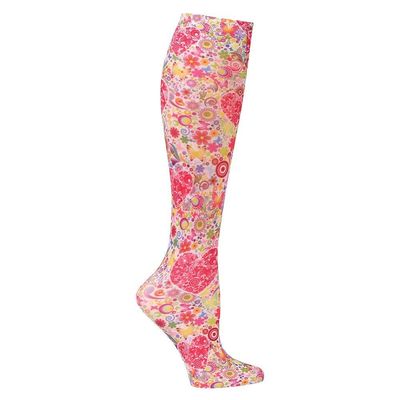 Celeste Stein Therapeutic Graduated Women Compression Socks, Floral Hearts, Diabetic Socks For Womens & Nurses Travel, For Swelling & Improve Circulation In Legs, For 8-15 mmHg Regular Calf