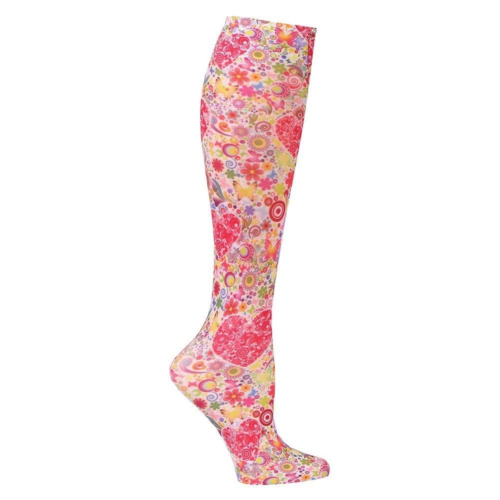 Celeste Stein Therapeutic Graduated Women Compression Socks, Floral Hearts, Diabetic Socks For Womens & Nurses Travel, For Swelling & Improve Circulation In Legs, For 8-15 mmHg Regular Calf